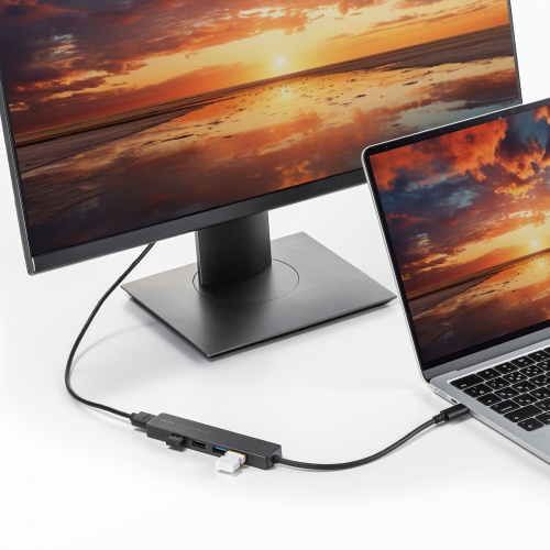 ドッキングステーション（タイプCハブ・4K・USBハブ・3ポート・5Gbps対応） USB-5TCH15BK サンワサプライ