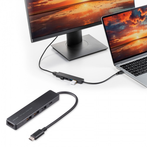 ドッキングステーション（タイプCハブ・4K・USBハブ・3ポート・5Gbps対応） USB-5TCH15BK サンワサプライ