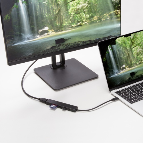 USB-C ハブ（6-in-1・HDMI・4K30Hz・映像出力・USB-Cポート搭載・USB 5Gbps・USB-Aポート搭載・カードリーダー・ブラック）