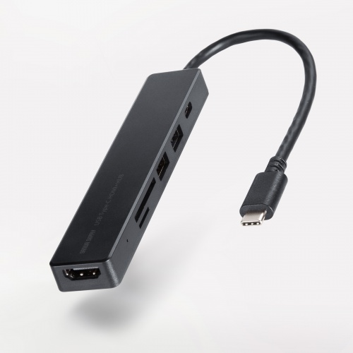 USB-C ハブ（6-in-1・HDMI・4K30Hz・映像出力・USB-Cポート搭載・USB 5Gbps・USB-Aポート搭載・カードリーダー・ブラック）