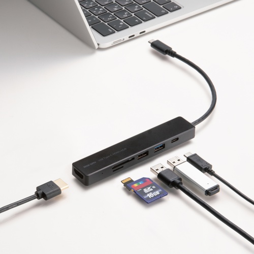 USB-C ハブ（6-in-1・HDMI・4K30Hz・映像出力・USB-Cポート搭載
