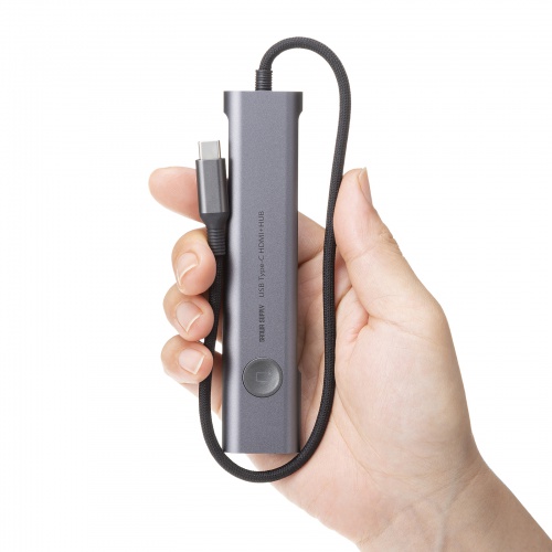 ドッキングステーション（USB Type-C・画面ON/OFFスイッチ付き・HDMI・4K/60Hz・USB PD100W対応・USB 5Gbps・カードリーダー・ケーブル一体型・モバイル・持ち運び）