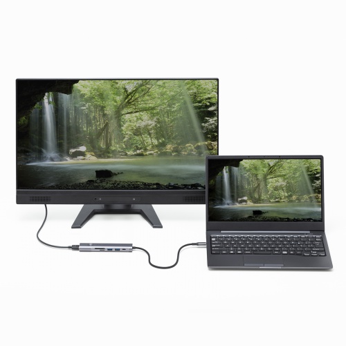 ドッキングステーション（USB Type-C・画面ON/OFFスイッチ付き・HDMI・4K/60Hz・USB PD100W対応・USB 5Gbps・カードリーダー・ケーブル一体型・モバイル・持ち運び）