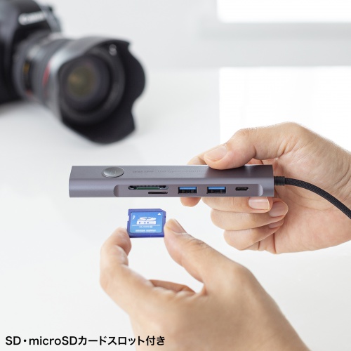 ドッキングステーション（USB Type-C・画面ON/OFFスイッチ付き・HDMI・4K/60Hz・USB PD100W対応・USB 5Gbps・カードリーダー・ケーブル一体型・モバイル・持ち運び）