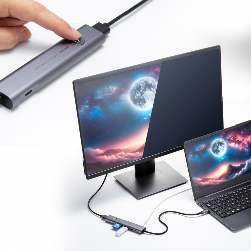 ドッキングステーション（USB Type-C・画面ON/OFFスイッチ付き・HDMI・4K/60Hz・USB PD100W対応・USB 5Gbps・カードリーダー・ケーブル一体型・モバイル・持ち運び）