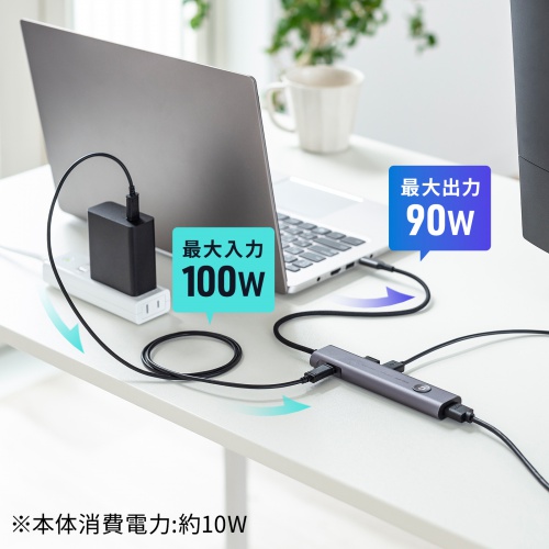 ドッキングステーション（USB Type-C・画面ON/OFFスイッチ付き・HDMI・4K/60Hz・USB PD100W対応・USB 5Gbps・カードリーダー・ケーブル一体型・モバイル・持ち運び）