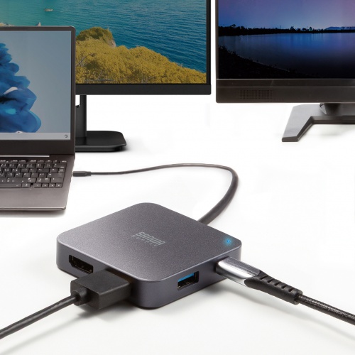 USB-Cハブ（2画面出力・HDMI×2・Type-C映像出力可能・マルチディスプレイ・4K/60Hz・PD100W入力・USB5Gbps・ケーブル長60cm）