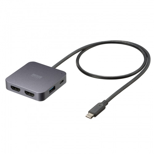 USB-Cハブ（2画面出力・HDMI×2・Type-C映像出力可能・マルチディスプレイ・4K/60Hz・PD100W入力・USB5Gbps・ケーブル長60cm）