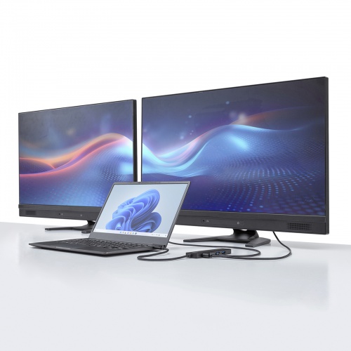 ドッキングステーション（Type-C 接続・5 in 1・HDMI2つ・2画面出力・4K/60Hz対応・PD100W・スリム・コンパクト・USB A 2つ・ケーブル長30cm）