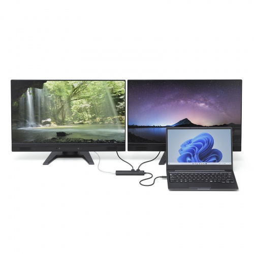 ドッキングステーション（Type-C 接続・5 in 1・HDMI2つ・2画面出力・4K/60Hz対応・PD100W・スリム・コンパクト・USB A 2つ・ケーブル長30cm）