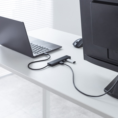 ドッキングステーション（Type-C 接続・5 in 1・HDMI2つ・2画面出力・4K/60Hz対応・PD100W・スリム・コンパクト・USB A 2つ・ケーブル長30cm）