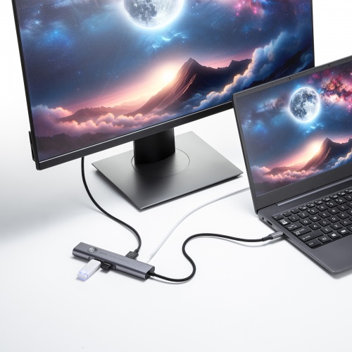 ドッキングステーション（USB Type-C・画面ON/OFFスイッチ付き・HDMI・4K/60Hz・USB PD100W対応・USB 5Gbps・ケーブル一体型・LAN接続・持ち運び）