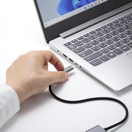 ドッキングステーション（USB Type-C・画面ON/OFFスイッチ付き・HDMI・4K/60Hz・USB PD100W対応・USB 5Gbps・ケーブル一体型・LAN接続・持ち運び）