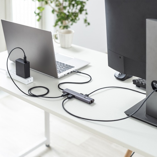 ドッキングステーション（USB Type-C・画面ON/OFFスイッチ付き・HDMI・4K/60Hz・USB PD100W対応・USB 5Gbps・ケーブル一体型・LAN接続・持ち運び）