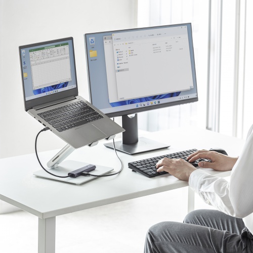 ドッキングステーション（USB Type-C・画面ON/OFFスイッチ付き・HDMI・4K/60Hz・USB PD100W対応・USB 5Gbps・ケーブル一体型・LAN接続・持ち運び）