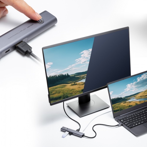 ドッキングステーション（USB Type-C・画面ON/OFFスイッチ付き・HDMI・4K/60Hz・USB PD100W対応・USB 5Gbps・ケーブル一体型・LAN接続・持ち運び）