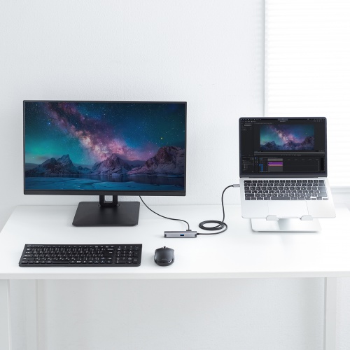 USB Type-Cドッキングハブ（スリム・HDMI映像出力・USB A×1・USB-C×1・LAN・PD100W対応・放熱構造・100cm）