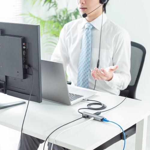 USB Type-Cドッキングハブ（スリム・HDMI映像出力・USB A×1・USB-C×1・LAN・PD100W対応・放熱構造・100cm）