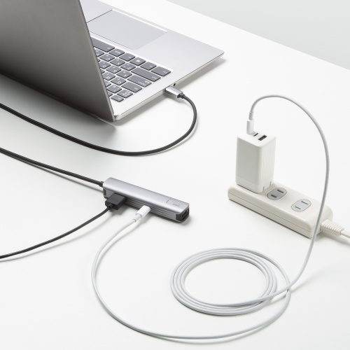 USB Type-Cドッキングハブ（スリム・HDMI映像出力・USB A×1・USB-C×1・LAN・PD100W対応・放熱構造・100cm）