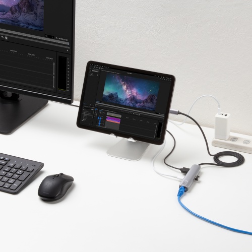 USB Type-Cドッキングハブ（スリム・HDMI映像出力・USB A×1・USB-C×1・LAN・PD100W対応・放熱構造・100cm）