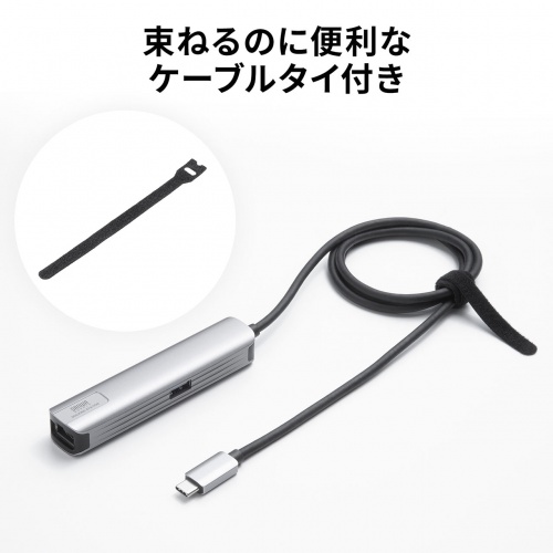 USB Type-Cドッキングハブ（スリム・HDMI映像出力・USB A×1・USB-C×1・LAN・PD100W対応・放熱構造・100cm）