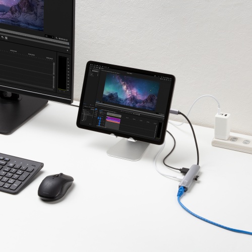 USB Type--C ハブ（スリム・HDMI映像出力・USB A×1・USB-C×1・LAN・PD100W対応・放熱構造・15cm）