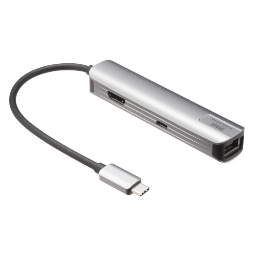 USB Type--C ハブ（スリム・HDMI映像出力・USB A×1・USB-C×1・LAN・PD100W対応・放熱構造・15cm）