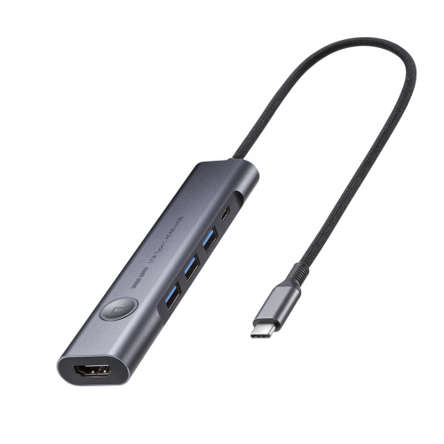ドッキングステーション（USB Type-C・画面ON/OFFスイッチ付き・HDMI・4K/60Hz・USB PD100W対応・USB 5Gbps・ケーブル一体型・モバイル・持ち運び）
