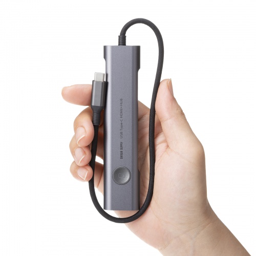 ドッキングステーション（USB Type-C・画面ON/OFFスイッチ付き・HDMI・4K/60Hz・USB PD100W対応・USB 5Gbps・ケーブル一体型・モバイル・持ち運び）