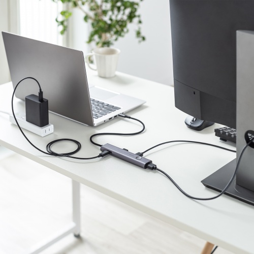 ドッキングステーション（USB Type-C・画面ON/OFFスイッチ付き・HDMI・4K/60Hz・USB PD100W対応・USB 5Gbps・ケーブル一体型・モバイル・持ち運び）