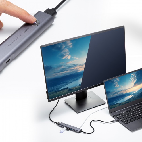 ドッキングステーション（USB Type-C・画面ON/OFFスイッチ付き・HDMI・4K/60Hz・USB PD100W対応・USB 5Gbps・ケーブル一体型・モバイル・持ち運び）