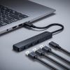 USB Type-C ハブ（4ポート・USB A×3・Type-C×1・PD100W対応・最大90W給電・USB 5Gbps・薄型・コンパクト・ケーブル一体型・ブラック）