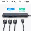 USB Type-C ハブ（4ポート・USB A×3・Type-C×1・PD100W対応・最大90W給電・USB 5Gbps・薄型・コンパクト・ケーブル一体型・ブラック）