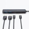 USB Type-C ハブ（4ポート・USB A×2・Type-C×2・PD100W対応・最大90W給電・USB・5Gbps・薄型・コンパクト ケーブル一体型・ブラック）