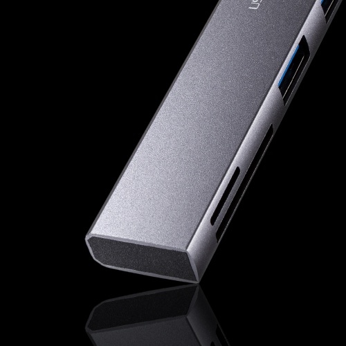 USBハブ（USB-C接続・5-in-1・薄型・スリム・カードリーダー付き・USB 5Gbps・Type-C・PD100W・ケーブル10cm・USB-A×2）