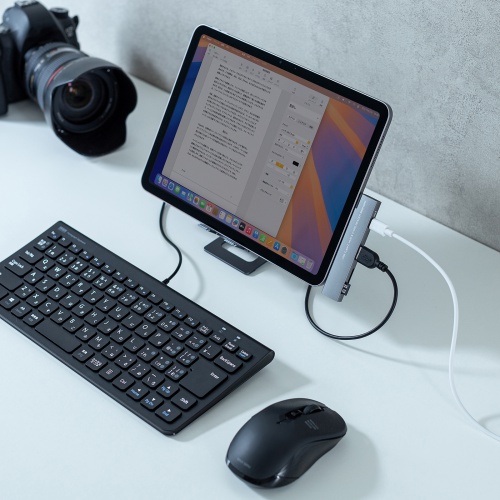 USBハブ（USB-C接続・4-in-1・直挿し・薄型・スリム・カードリーダー付き・USB 5Gbps・Type-C・USB-A・PD100W・コンパクト）