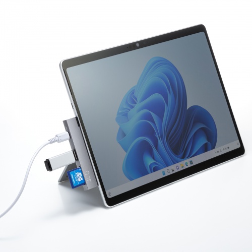 USBハブ（USB-C接続・4-in-1・直挿し・薄型・スリム・カードリーダー付き・USB 5Gbps・Type-C・USB-A・PD100W・コンパクト）