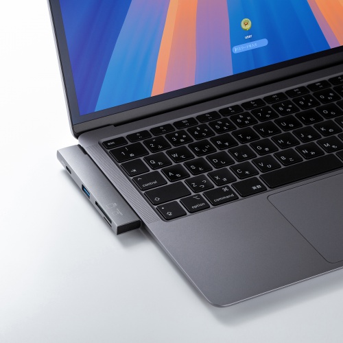 USBハブ（USB-C接続・4-in-1・直挿し・薄型・スリム・カードリーダー付き・USB 5Gbps・Type-C・USB-A・PD100W・コンパクト）