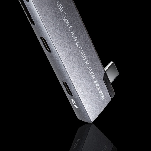USBハブ（USB-C接続・4-in-1・直挿し・薄型・スリム・カードリーダー付き・USB 5Gbps・Type-C・PD100W・コンパクト）