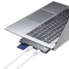 USBハブ（USB-C接続・4-in-1・直挿し・薄型・スリム・カードリーダー付き・USB 5Gbps・Type-C・PD100W・コンパクト）