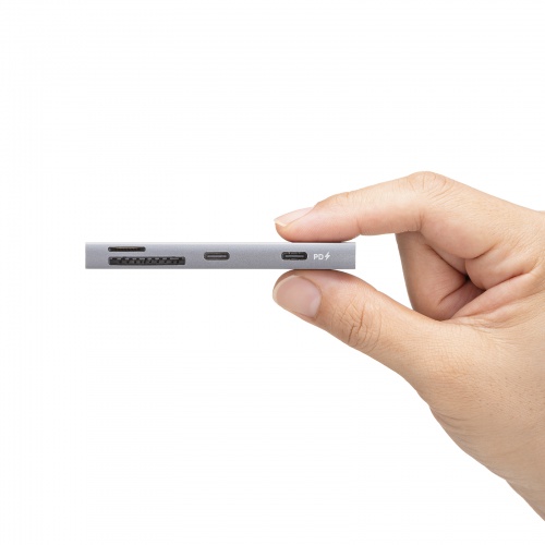 USBハブ（USB-C接続・4-in-1・直挿し・薄型・スリム・カードリーダー付き・USB 5Gbps・Type-C・PD100W・コンパクト）
