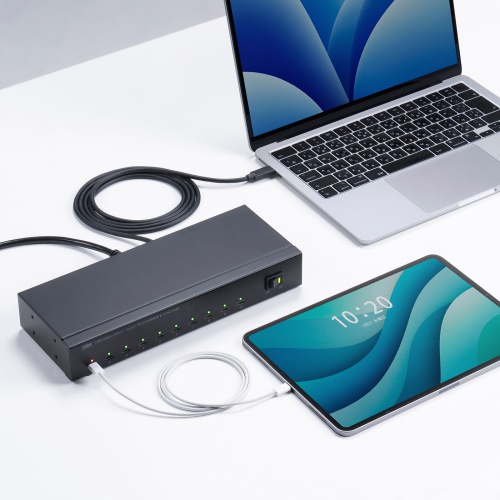Type-C 10ポートハブ（USB・5Gbps・iPad タブレット 10台同時充電/同期・セルフパワー・USB PD・27W・デイジーチェーン可能・学校向け・法人向け）