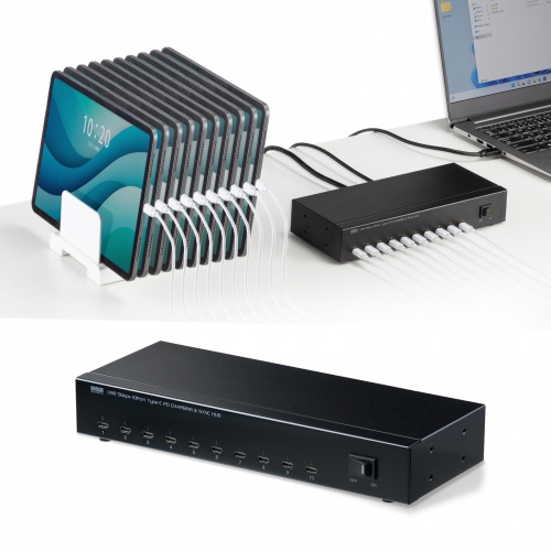 Type-C 10ポートハブ（USB・5Gbps・iPad タブレット 10台同時充電/同期・セルフパワー・USB PD・27W・デイジーチェーン可能・学校向け・法人向け）