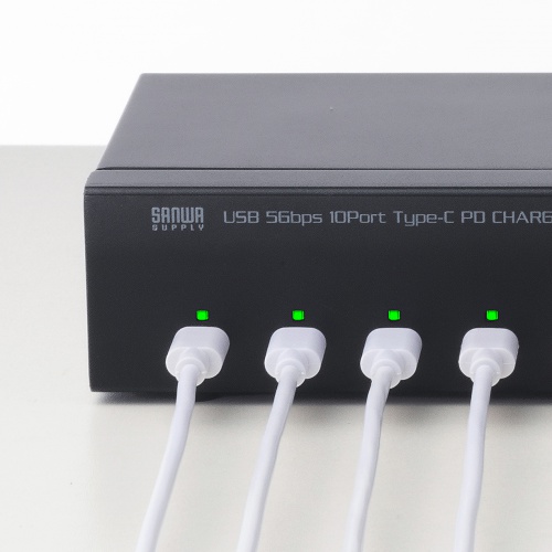 USBハブ 10ポート｜type-C・電源付きセルフパワー・充電同期・満充電自動OFF