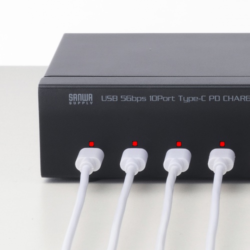 USBハブ 10ポート｜type-C・電源付きセルフパワー・充電同期・満充電自動OFF