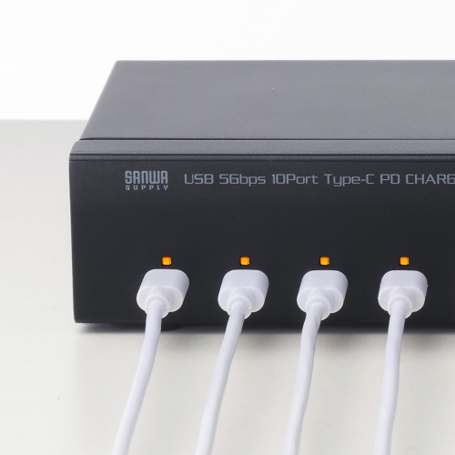 USBハブ 10ポート｜type-C・電源付きセルフパワー・充電同期・満充電自動OFF