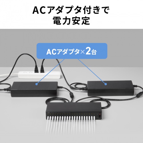 Type-C 20ポートハブ（USB・ 5Gbps・iPad タブレット 20台同時充電/同期・セルフパワー・USB PD・27W・デイジーチェーン可能・学校向け・法人向け）