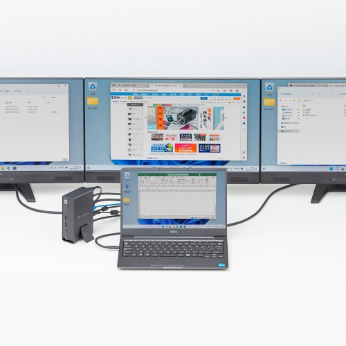 ドッキングステーション（タイプCハブ・USBハブ・3画面出力対応・4K/60Hz対応・HDMI・DisplayPort・VGA・PD100W・有線LAN） USB-CVDK11 サンワサプライ