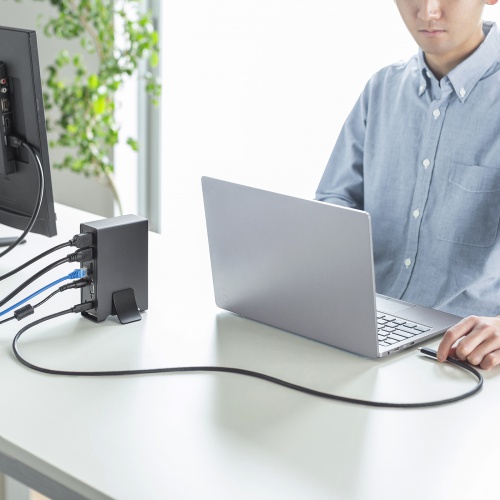 ドッキングステーション（タイプCハブ・USBハブ・3画面出力対応・4K/60Hz対応・HDMI・DisplayPort・VGA・PD100W・有線LAN） USB-CVDK11 サンワサプライ