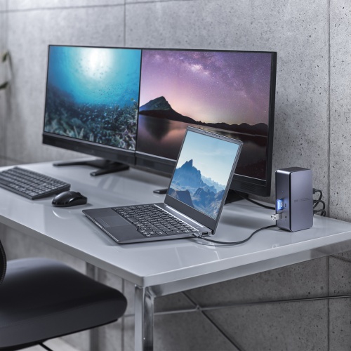 ドッキングステーション（タイプCハブ・USBハブ・縦置きタイプ・HDMI・2画面出力対応・4K/60Hz対応・PD100W・有線LAN対応・放熱設計） USB-CVDK12 サンワサプライ